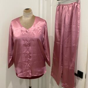 Vintage Satin 2 Piece Pajama Set by Etienne |Size Medium